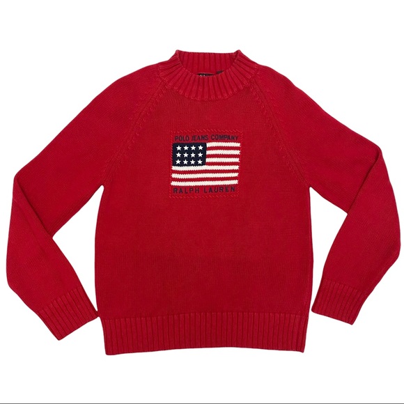 Polo Ralph Lauren Sweaters - Vintage Polo Jean Co Ralph Lauren Red American Flag Sweater Ladies Size Large L